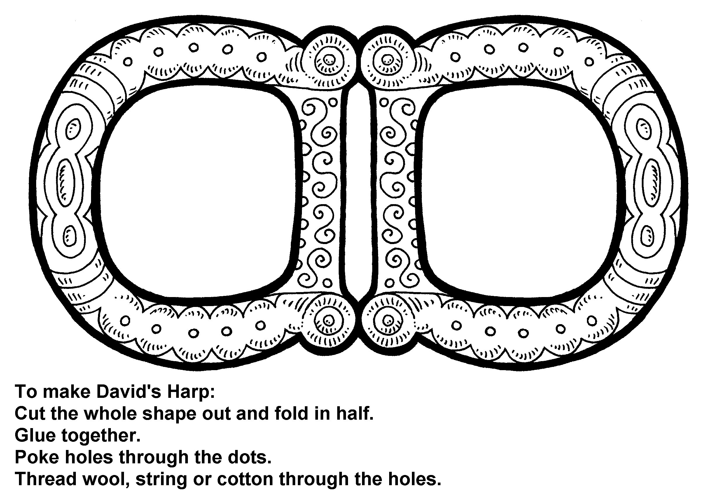 Davids harp activity to colour .jpg (2475×1710) | Bible crafts, Bible ...